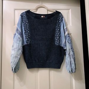 ANTHROPOLOGIE small blue knitted long sleeve top